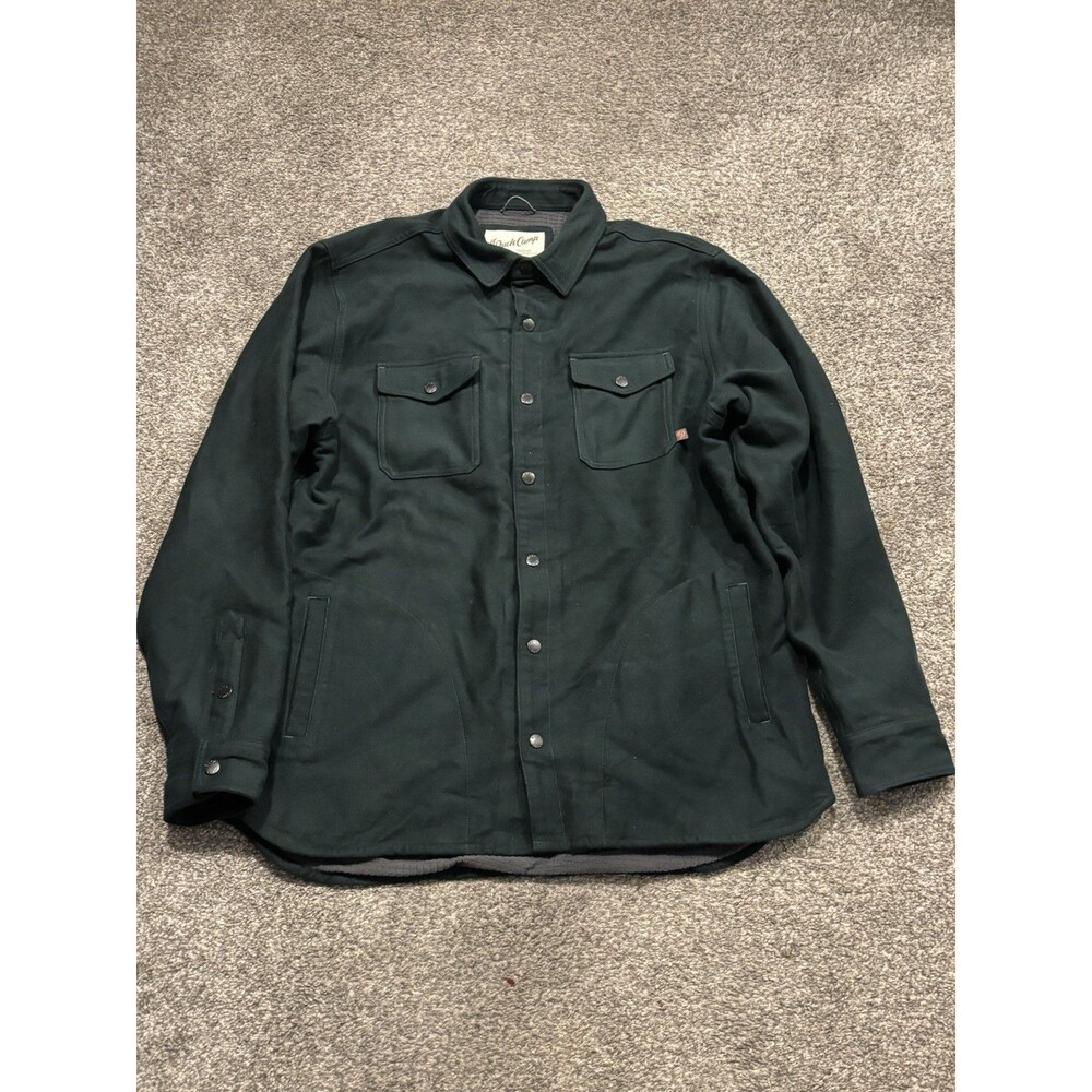 Duck Camp Men’s XL Campfire Shacket Green Silent Snap‎ Button